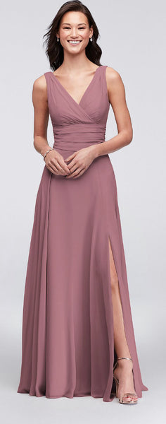 David's bridal surplice tank hot sale long chiffon bridesmaid dress