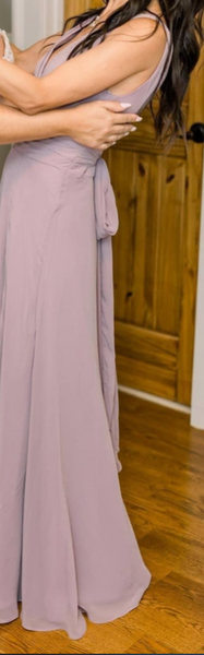 Surplice tank long sales chiffon bridesmaid dress