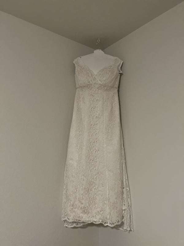 David's Bridal 13011145/All Over Beaded Lace Trumpet Gown – Nearly