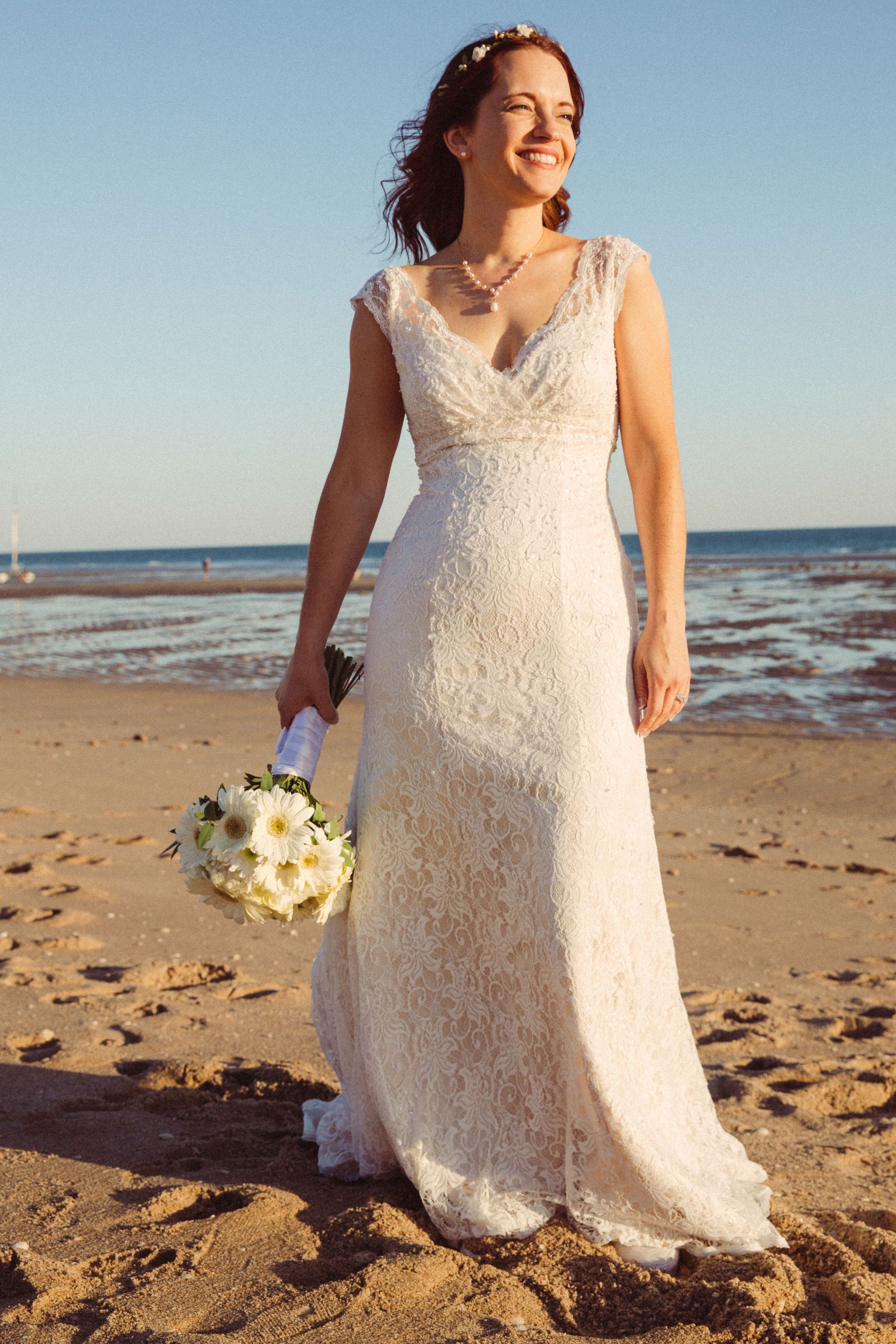 all over beaded lace trumpet wedding dress - Dresses