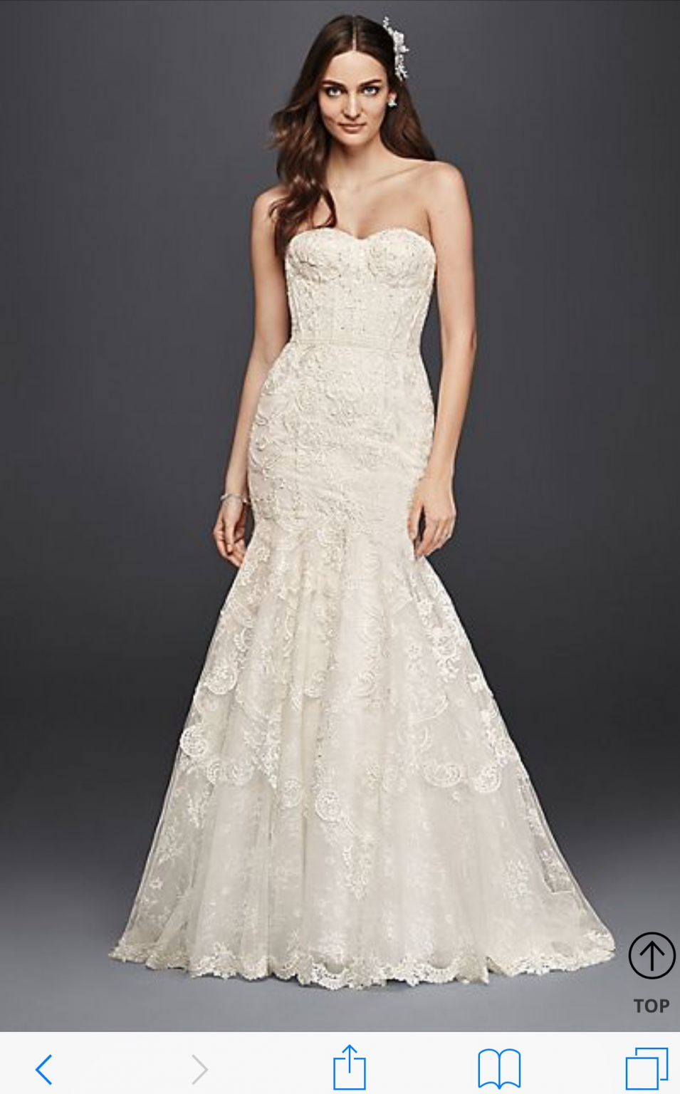 David's Bridal Corset Bodice Mermaid Lace Wedding Dress – Nearly
