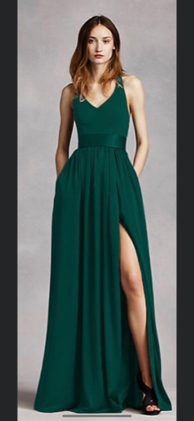 David's bridal v neck 2025 halter gown with sash