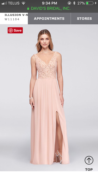 David s Bridal W11104 Illusion V Neck Lace and Mesh Dress