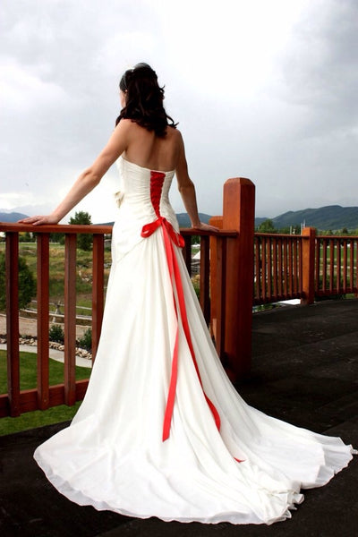 David's bridal red clearance and white wedding dress