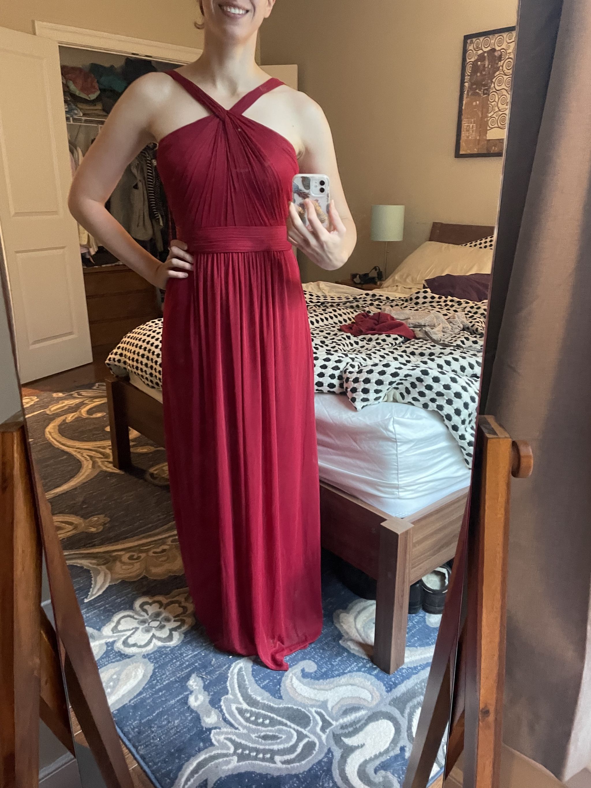 David's Bridal Y-Neck Long Mesh Dress – Nearly Newlywed