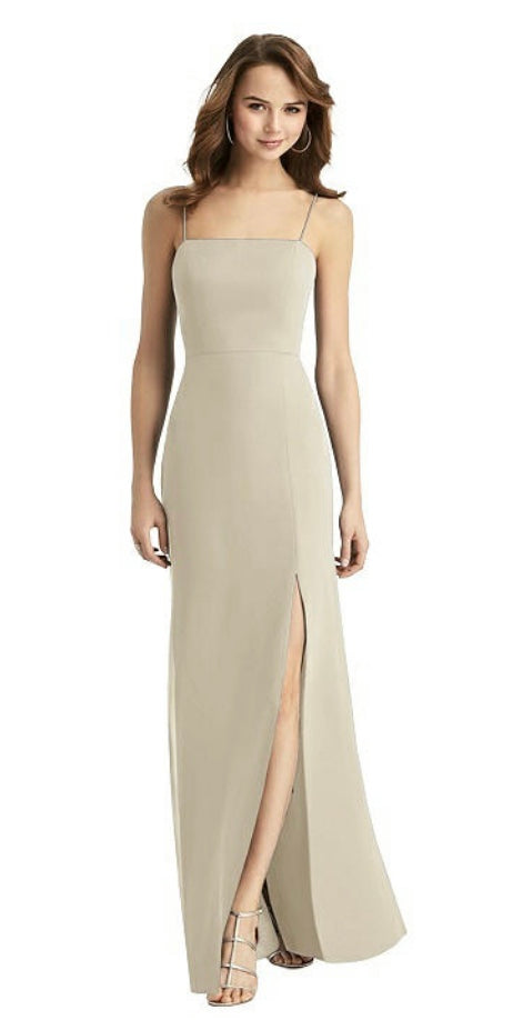 Dessy TH013 Tie-Back Cutout Trumpet Gown with Front Sl – Nearly