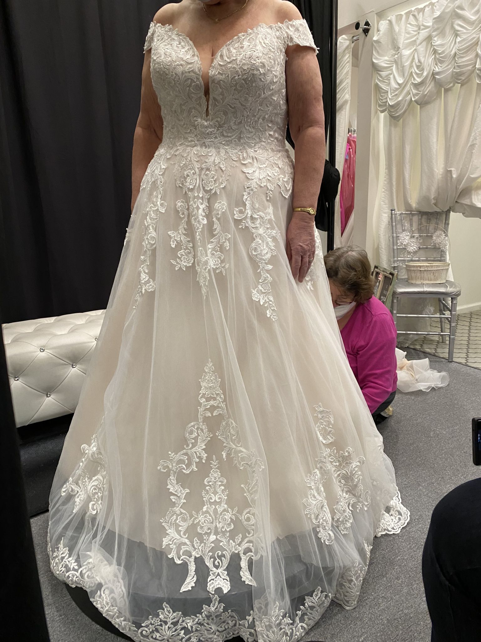 Tea Length Lace David's Bridal Plus Size Gowns Essense Of