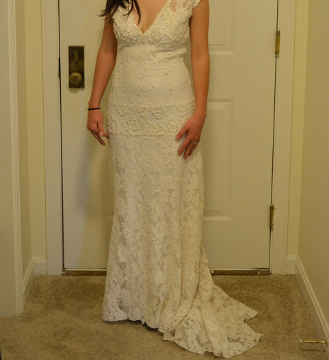 Galit Couture Deep v-neck, fit-to-flare, mermaid design