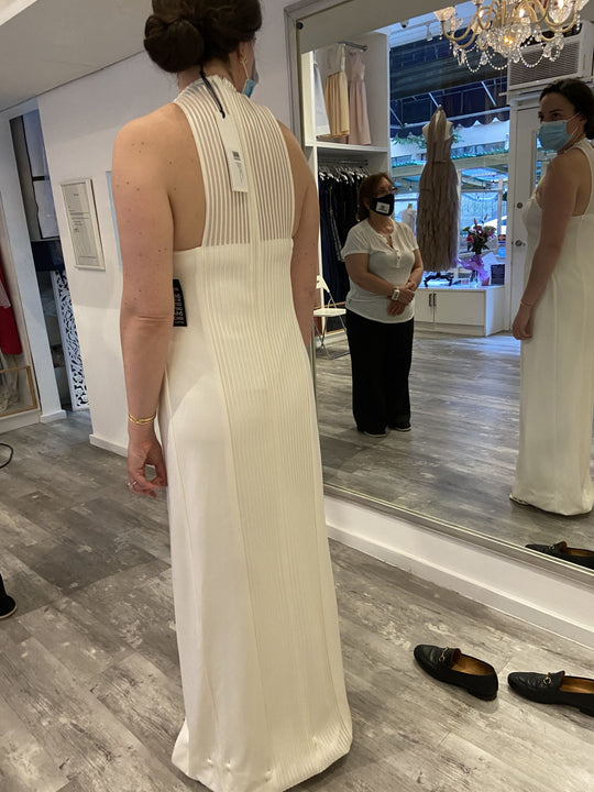 Galvan London Palm Beach ribbed jersey gown