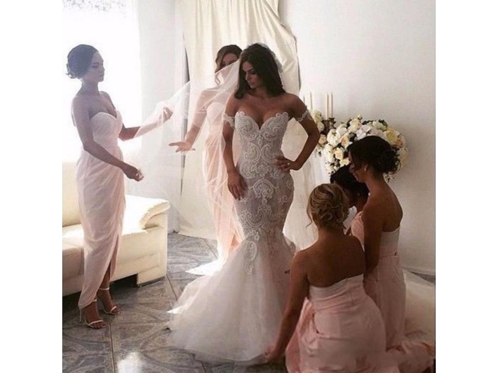 dark burgundy bridesmaid dresses Spaghetti Straps Cheap Chiffon Off Shoulder Dark Burgundy Bridesmaid D –  SposaBridal main image 0