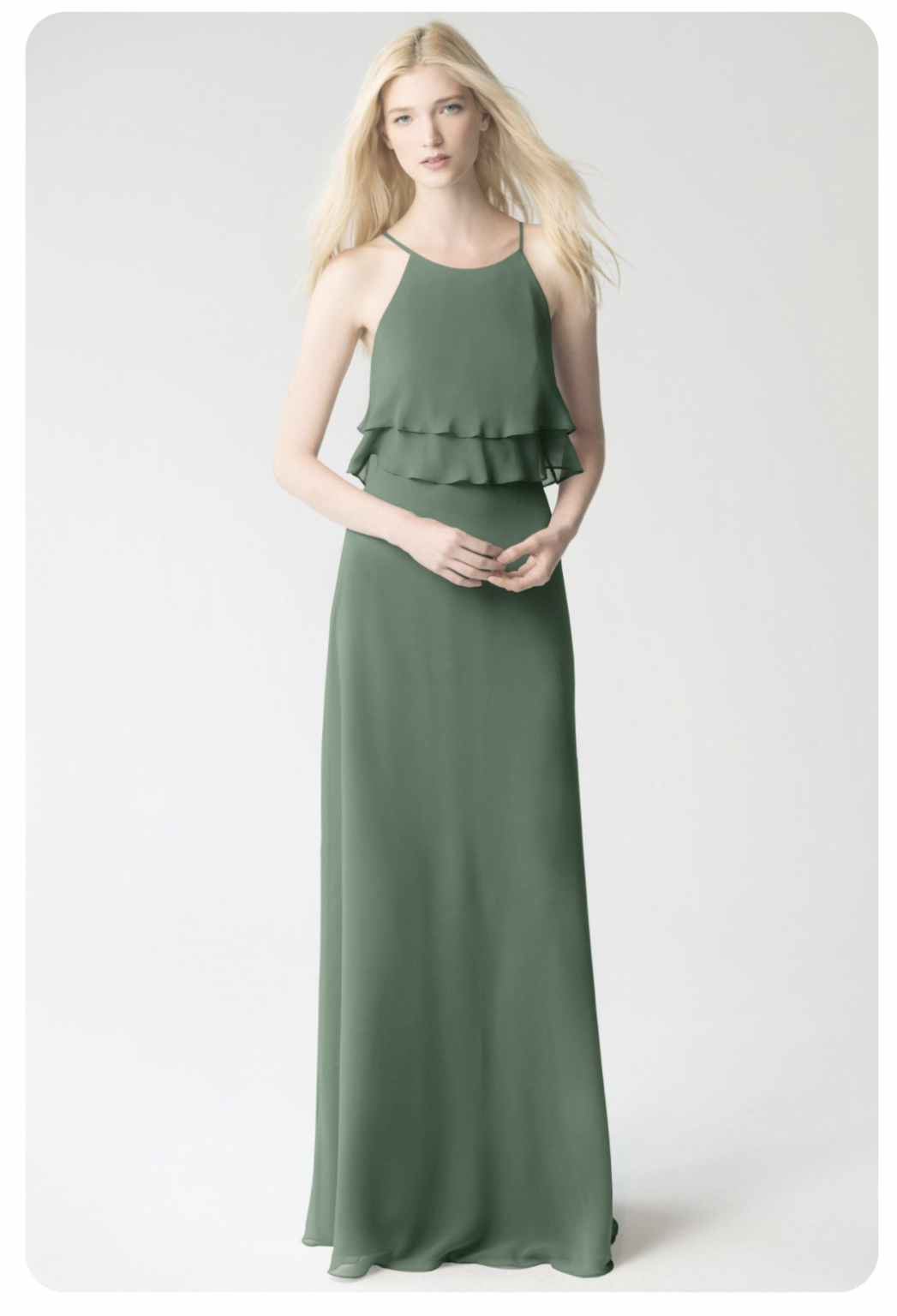 Jenny Yoo Eucalyptus Luxe Chiffon 1784 Charlie Dress Nearly Newlywed