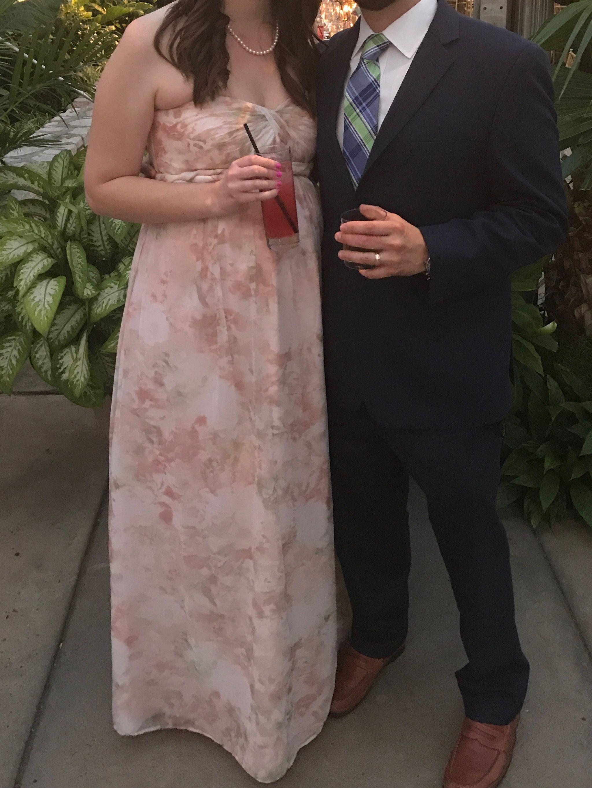 Jenny Yoo Maternity Cerise Print Watercolor Blush 1484P Nearly Newlywed