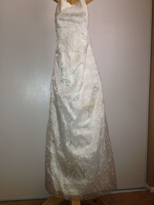 Jessica McClintock Luxe silver embroidered  strapless wedding gown