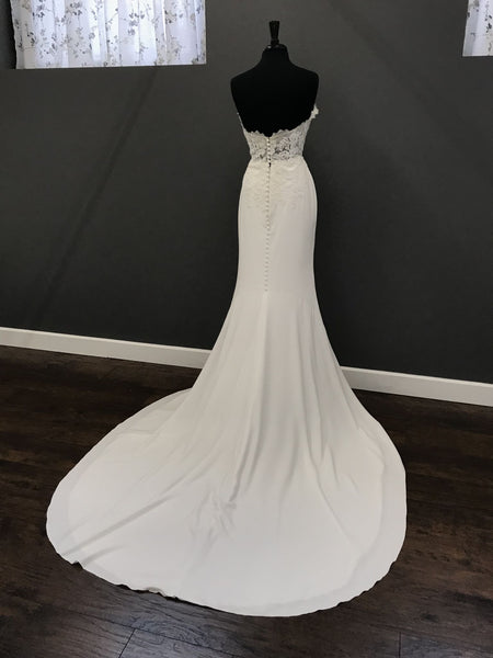 La Sposa, PACIANA, Embroidered Fitted Crepe Wedding Dress