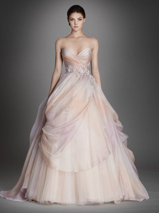 pink floral lazaro wedding dress Kleinfeld - This pretty pink Lazaro wedding dress <3