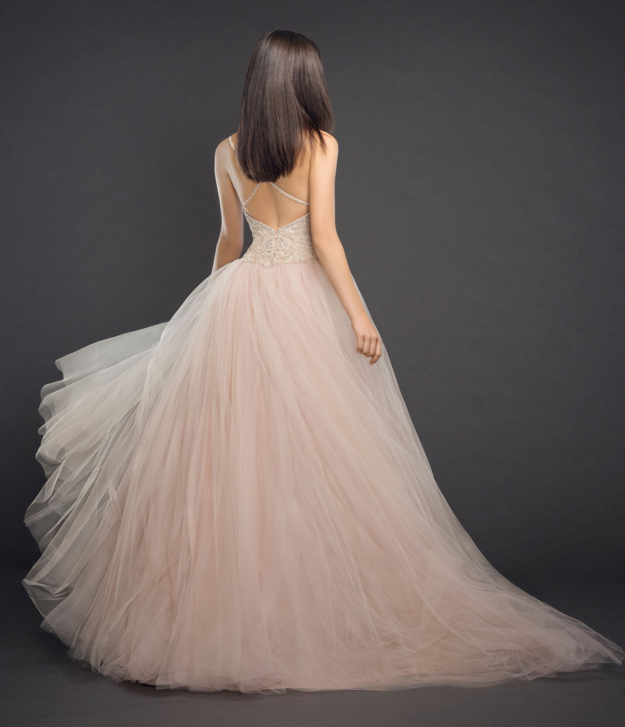 lazaro pink embroidered wedding dress 3813 Color:Mogano Brown - Off White line skirt with convenient AW DISNEY Princess 10-Piece Wardrobe