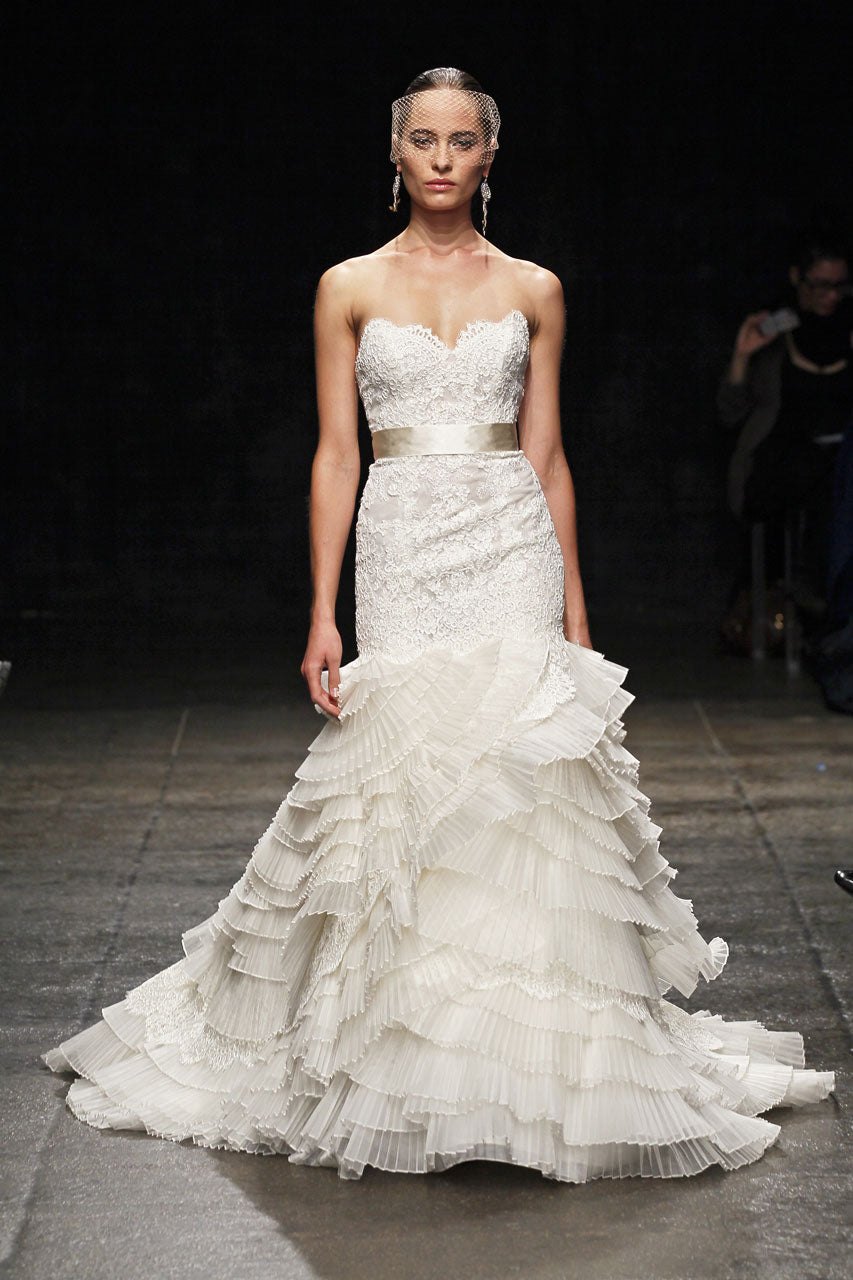 lazaro fit and flare wedding dress Lazaro 3308