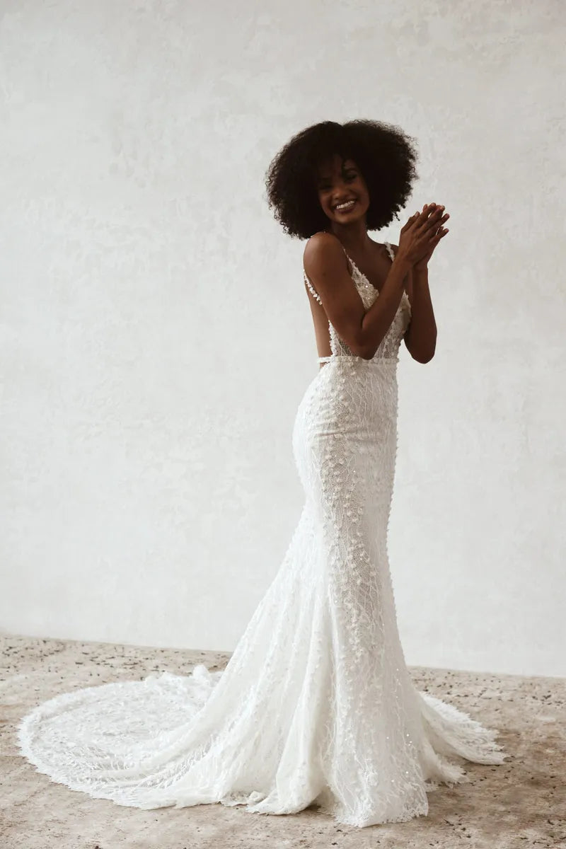 Romantic Fit-and-Flare Gown With Low Back