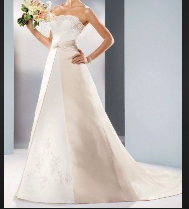 Michaelangelo wedding gown pearl strapless A line size offers 4