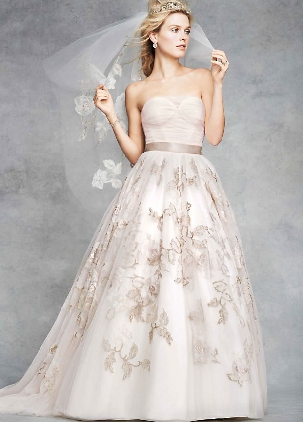 Oleg cassini rose gold best sale wedding dress