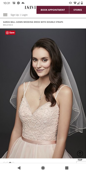 Garza ball gown wedding dress with double straps deals