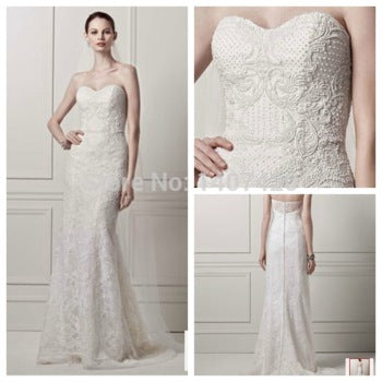 Strapless Lace Sheath Gown