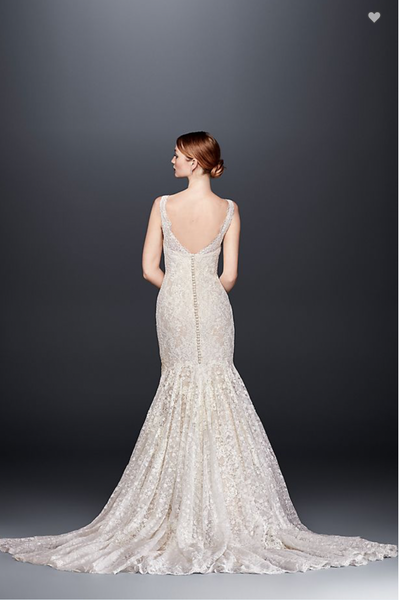 Oleg cassini lace trumpet wedding dress hot sale