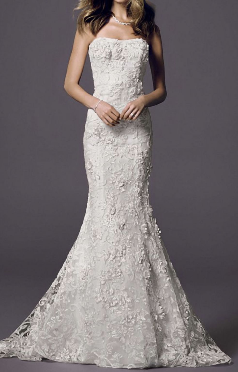 Oleg Cassini OLEG CASSINI SUBTLE PINK 3D FLORAL WEDDING CWG464 Nearly Newlywed