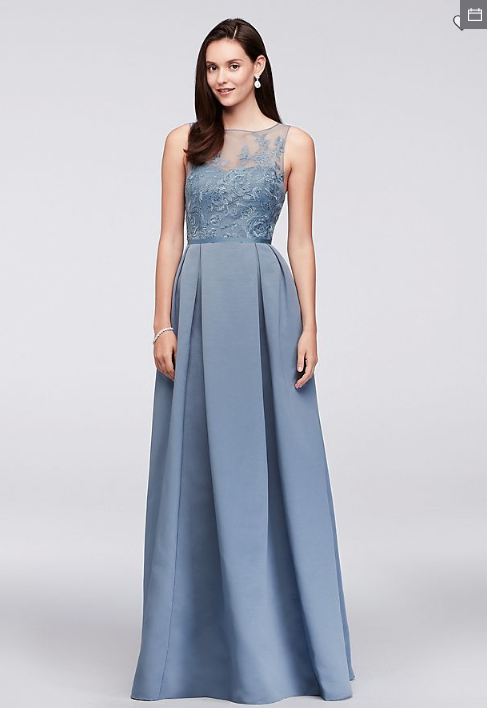 Appliqued illusion 2025 faille bridesmaid dress