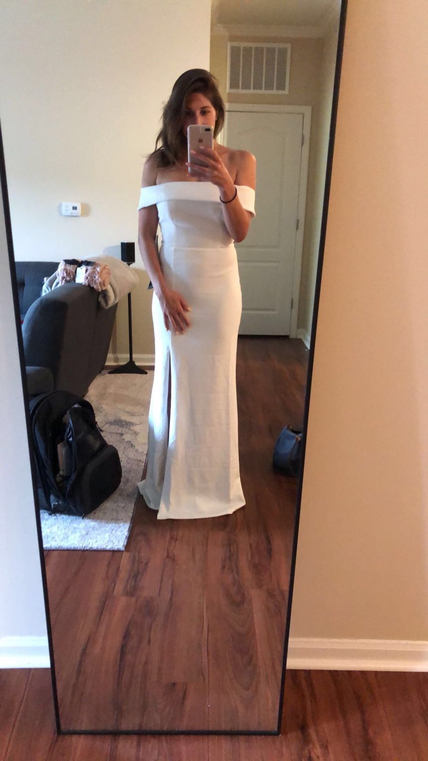 Other Aveline White Off The Shoulder Maxi Dress Nearly Newlywed