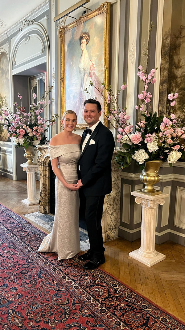 Other Eliza J Metallic Knit One Shoulder Gown – Nearly Newlywed