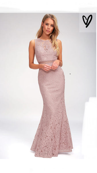 Mauve Lace Maxi Dress