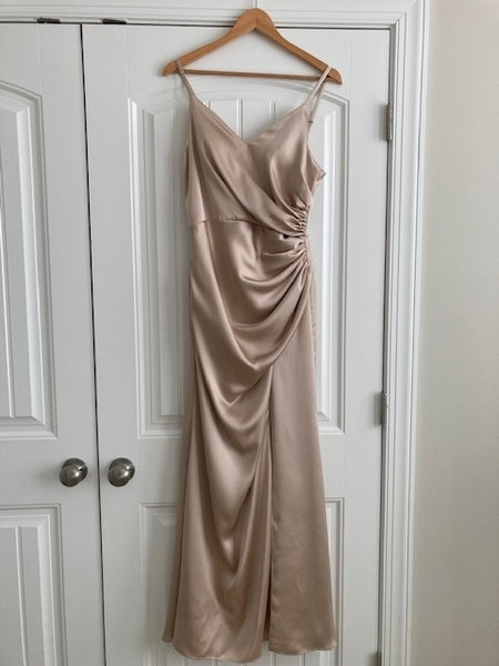 Revelry Jade Satin Dress Gold Champagne - 4