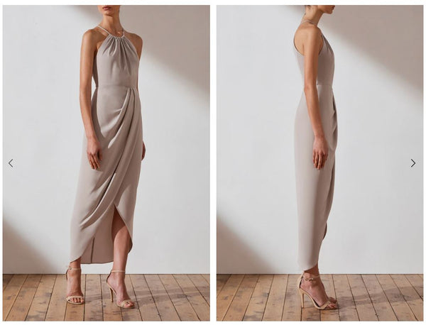 Other Shona Joy CORE HIGH NECK RUCHED DRESS OYSTER