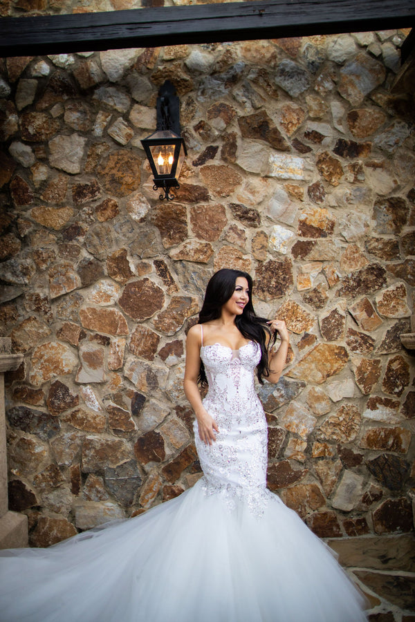 Pnina Tornai #4711 CRYSTAL EMBELLISHED MERMAID TULLE SKIRT