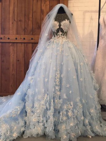 Randy Fenoli Say Yes To The Dress Ball Gown Blue Wedding Dresses