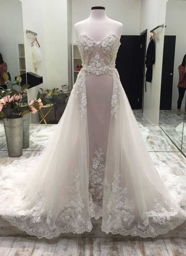 Randy Fenoli Yes To The Dress Locations V-Neck Fit-and-Flare Lace