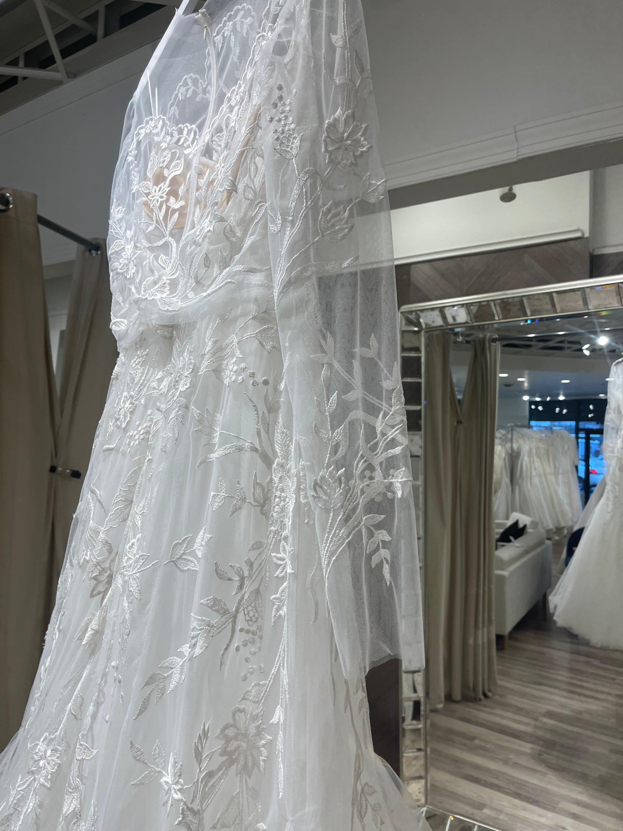 reem acra long sleeve wedding dress Reem Acra Surprise + Jacket – Nearly Newlywed