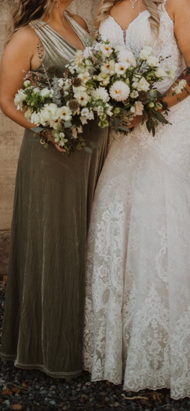 Sage green store velvet dress