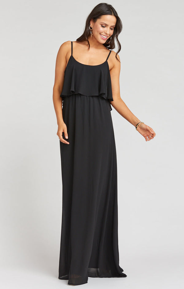 Show Me Your MuMu Caitlin Ruffle Maxi Dress, Black, Size S