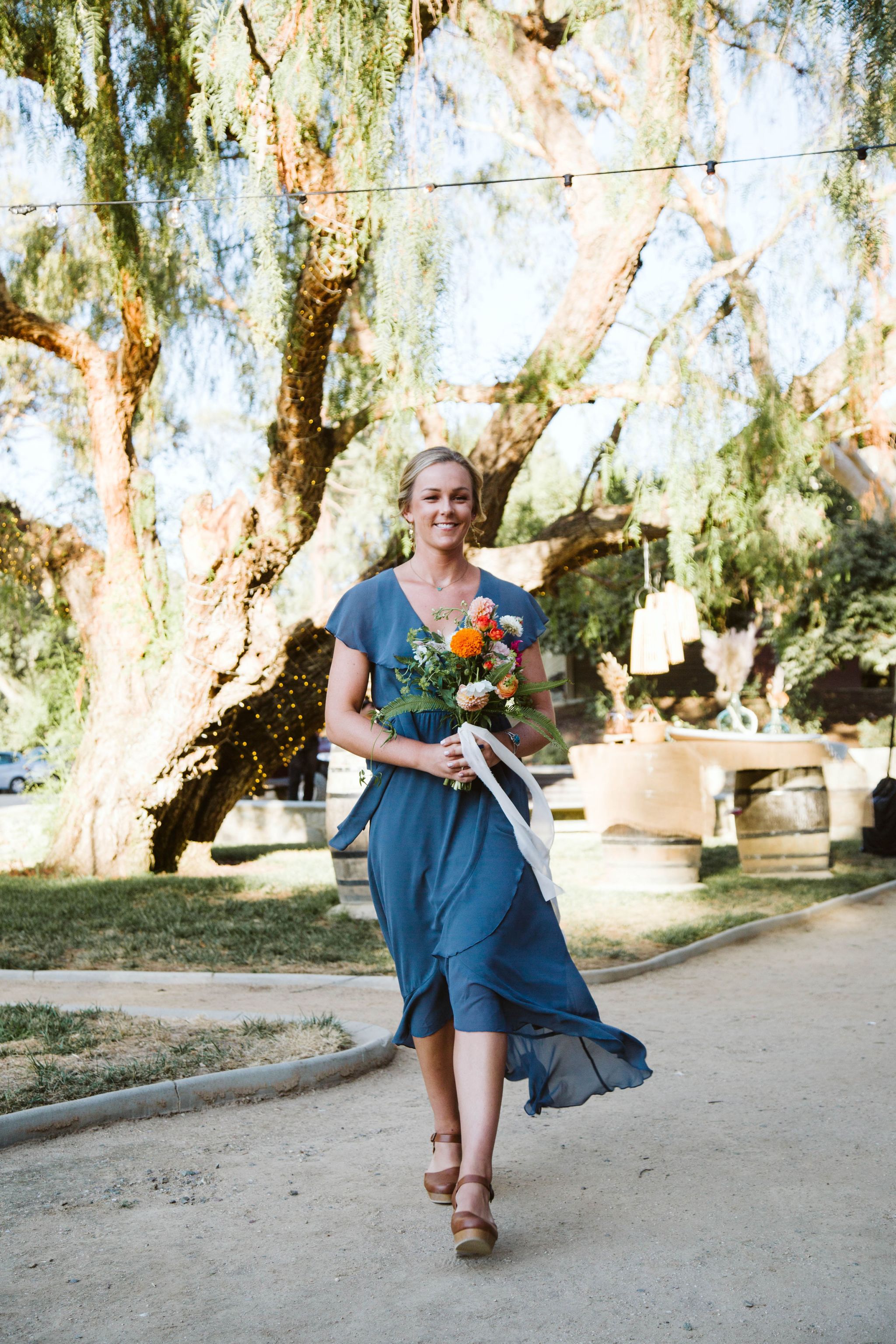Show Me Your MuMu Jess Ruffle Midi Dress ~ Slate Blue Chiffon (M) – Nearly  Newlywed