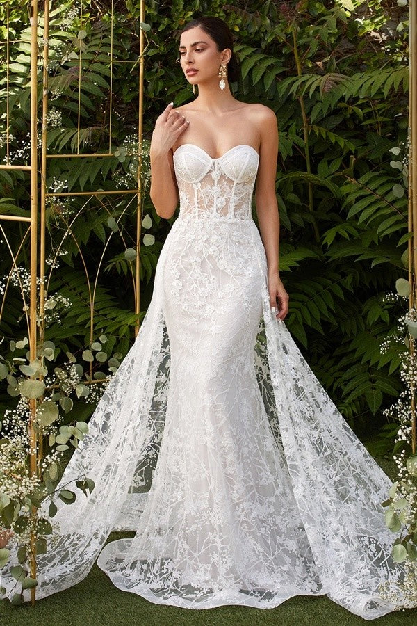made to fit wedding dresses FITTED LACE WEDDING GOWN BY ANDREA & LEO COUTURE WL053 OFF White / 8