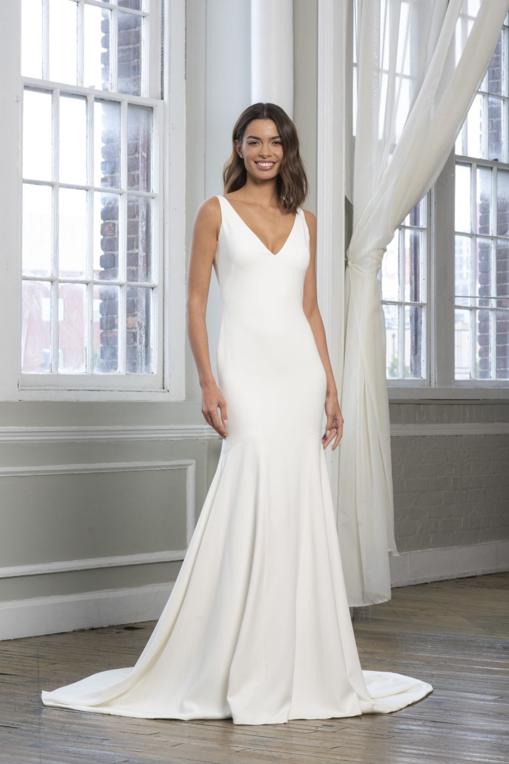Theia Couture White Satin Bridal Couture Theia Couture Wedding Dress