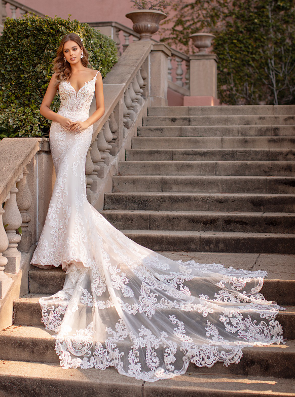 Val Stefani Full Tulle Wedding Dress Val Stefani Deep V Bridal