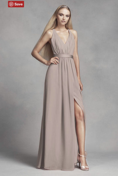 Long chiffon dress 2025 with low crisscross back