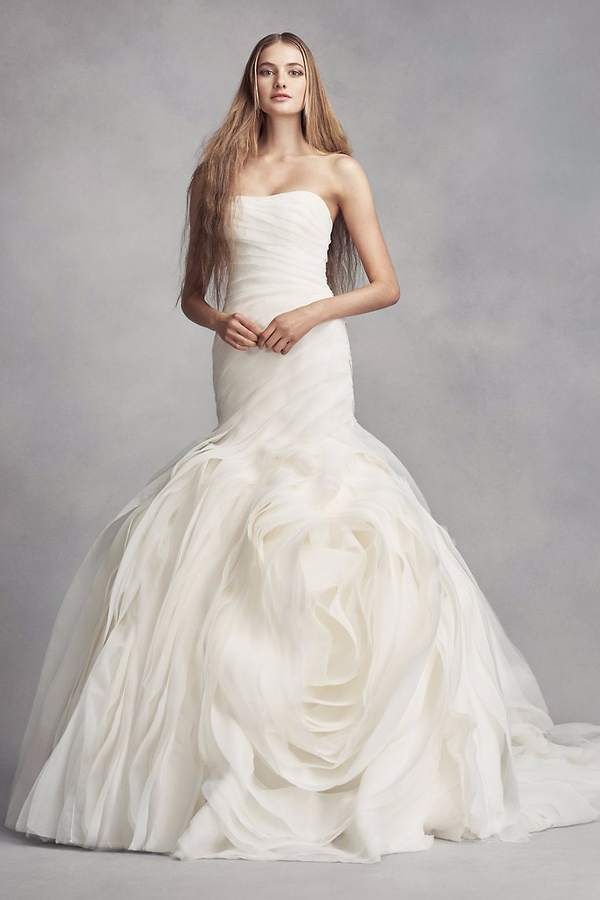 White by vera wang cap sleeve petite wedding dress discount