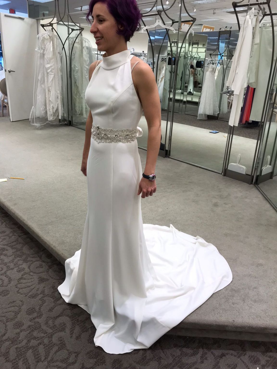 Vera Wang White Highneck Halter/VW351263 – Nearly Newlywed