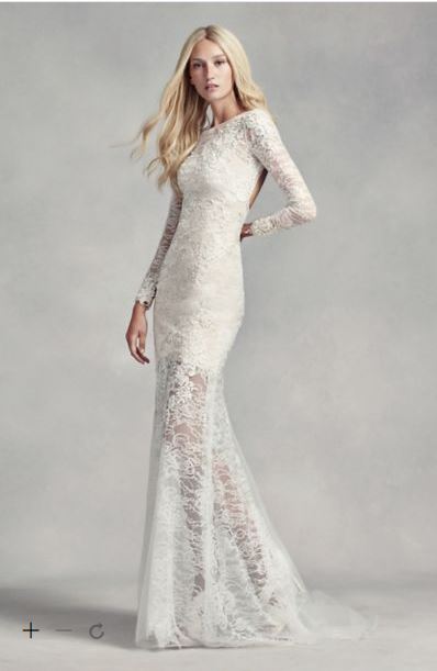 Lace David's Bridal Vera Wang Wedding Dress Shimmer Lace Long