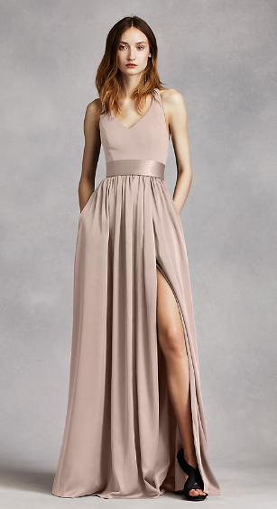 Vera Wang White V Neck Halter Gown with Sash – Nearly Newlywed