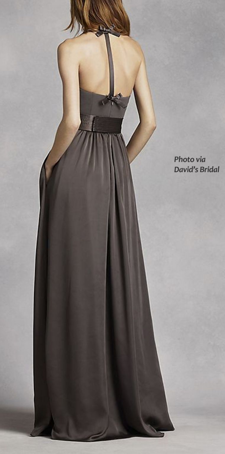 David's bridal v neck halter gown with sash hotsell